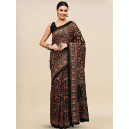 HERE&NOW Women Silk Blend Floral Printed Saree-picture-39