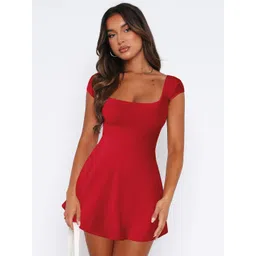 HERE&NOW Women Solid A-Line Mini Dress image 1