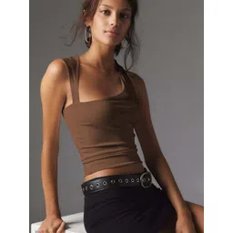 HERE&NOW Women Solid One Shoulder Nylon Top-picture-17