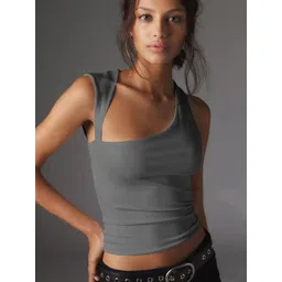 HERE&NOW Women Solid One Shoulder Nylon Top-picture-15