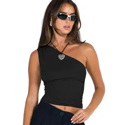 HERE&NOW Women Solid One Shoulder Nylon Top-picture-39