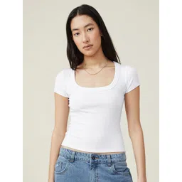 HERE&NOW Women Solid Square Neck Cotton Top-picture-35