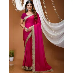 HERE&NOW Women Star Georgette Bollywood Pink Saree-picture-37