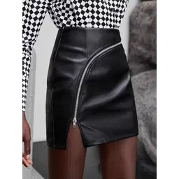 HERE&NOW Women Straight Above Knee Skirts with Zip Detail-picture-15