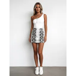 HERE&NOW Women White One Shoulder Sleeveless Causal Tops-picture-36