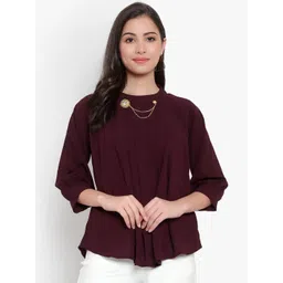 HERE&NOW Women Wine Georgette long Top-picture-40