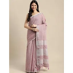 HERE&NOW Woven Design Linen Blend Fusion Saree-picture-41