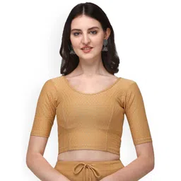 HERE&NOW Woven Design Round Neck Stretchable Saree Blouse-picture-16
