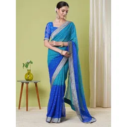HERE&NOW Woven Design Zari Poly Georgette Banarasi Saree-picture-29