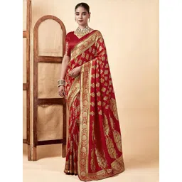 HERE&NOW Woven Design Zari Silk Blend Banarasi Saree-picture-12