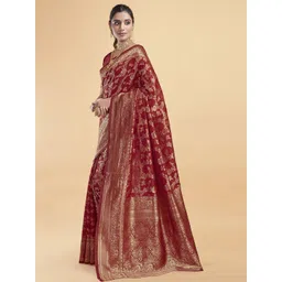 HERE&NOW Woven Design Zari Silk Blend Designer Banarasi Saree-picture-40