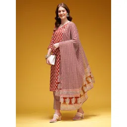 here&now Women Printed Viscose Rayon Straight Kurta image 1