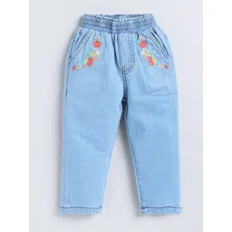 Here&Now X Denikid Girls Pure Cotton Floral Embroidered Jeans-picture-16