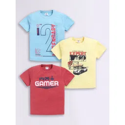 Here&Now X Game Begins Boys Assorted Pack Of 3 Typography Printed T-shirts-picture-25