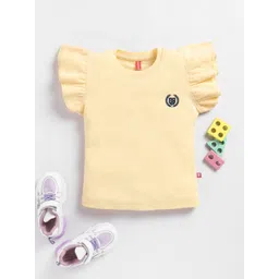 Here&Now X Game Begins Brand Logo Flutter Sleeve Cotton Top-picture-52