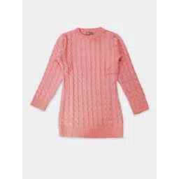 Here&Now X Game Begins Girls Acrylic Cable Knit Longline Pullover-picture-26