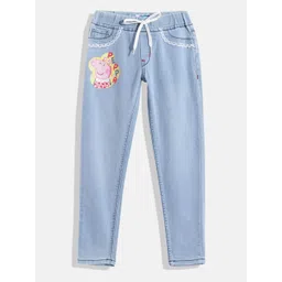 Here&Now X Game Begins Girls Peppa Pig Printed Lace-Up Detail Denim Jeggings-picture-39