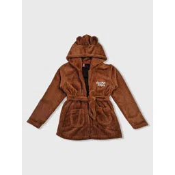 Here&Now X Game Begins Girls Self-Striped Fleece Fuzzy Longline Open Front Jacket-picture-26