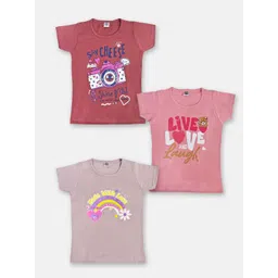 Here&Now x Game Begins Girls Set of 3 Pure Cotton Printed T-shirts-picture-12