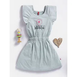 Here&Now X Game Begins Girls Striped Flutter Sleeve Fit & Flare Dress-picture-31