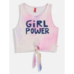 Here&Now X Game Begins Girls Typography Printed Pure Cotton Tie and Dye Crop Top-image-28