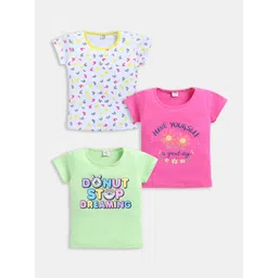 Here&Now X Game Begins Kids Girls Pack Of 3 Printed T-Shirt-picture-40