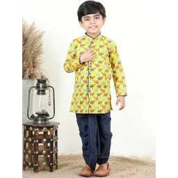 Here&Now X Kinder Kids Boys Animal Printed Pure Cotton Kurta with Dhoti Pants-picture-14