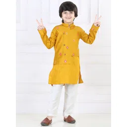 Here&Now X Kinder Kids Boys Embroidered Regular Pure Cotton Kurta with Pyjamas-picture-20