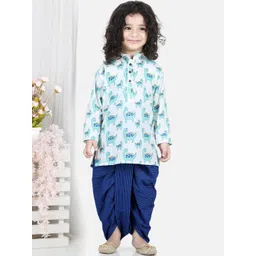 Here&Now X Kinder Kids Boys Ethnic Motifs Printed Regular Pure Cotton Kurta with Dhoti Pants-picture-37