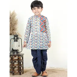 Here&Now X Kinder Kids Boys Printed Regular Pure Cotton Kurta with Dhoti Pants-picture-26