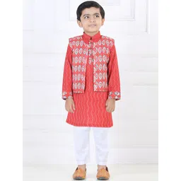 Here&Now X Kinder Kids Boys Printed Regular Pure Cotton Kurta with Pyjamas-picture-15