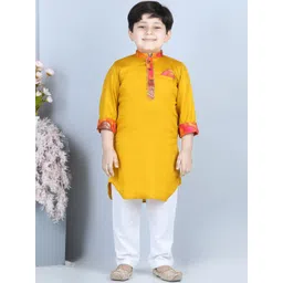 Here&Now X Kinder Kids Boys Regular Gotta Patti Pure Cotton Kurta with Pyjamas-picture-23