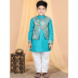 Here&Now X Kinder Kids Boys Regular Pure Cotton Kurta with Trousers-picture-22