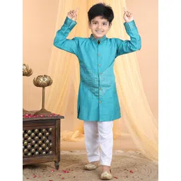 Here&Now X Kinder Kids Boys Regular Pure Cotton Kurta with Trousers-picture-12