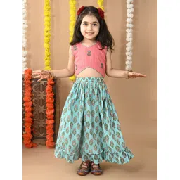 Here&Now X Kinder Kids Girls Embroidered Ready to Wear Lehenga &-picture-42