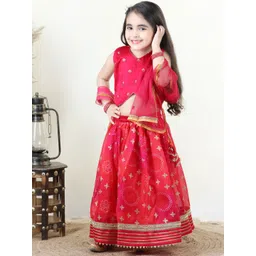 Here&Now X Kinder Kids Girls Embroidered Ready to Wear Lehenga & Blouse With Dupatta-picture-15