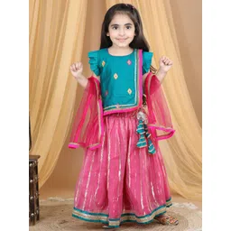 Here&Now X Kinder Kids Girls Embroidered Ready to Wear Lehenga & Blouse With Dupatta-picture-17