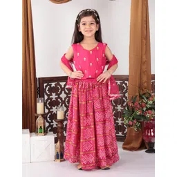 Here&Now X Kinder Kids Girls Embroidered Ready to Wear Lehenga & Blouse With Dupatta-picture-24