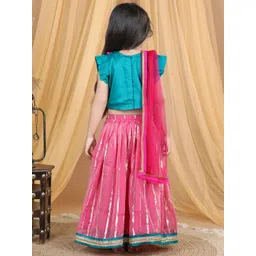 Here&Now X Kinder Kids Girls Embroidered Ready to Wear Lehenga & Blouse With Dupatta image 4