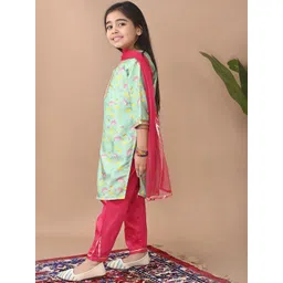 Here&Now X Kinder Kids Girls Floral Printed Regular Kurti with Palazzos & With Dupatta image 5