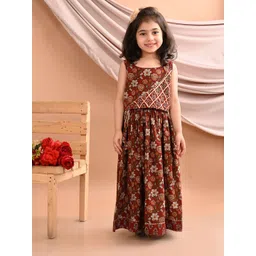 Here&Now X Kinder Kids Girls Printed Ready to Wear Lehenga &-picture-25