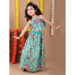 Here&Now X Kinder Kids Girls Printed Ready to Wear Lehenga &-picture-17
