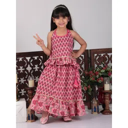 Here&Now X Kinder Kids Girls Printed Ready to Wear Lehenga &-picture-40