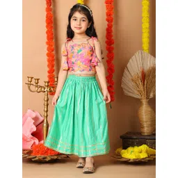 Here&Now X Kinder Kids Girls Printed Ready To Wear Lehenga & Blouse-picture-38