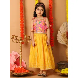 Here&Now X Kinder Kids Girls Printed Ready To Wear Lehenga & Blouse-picture-39