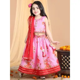 Here&Now X Kinder Kids Girls Printed Ready to Wear Lehenga & Blouse With Dupatta-picture-27