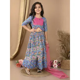 Here&Now X Kinder Kids Girls Printed Ready to Wear Lehenga & Blouse With Dupatta-picture-21