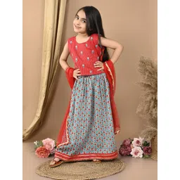 Here&Now X Kinder Kids Girls Printed Ready to Wear Lehenga & Blouse With Dupatta-picture-52
