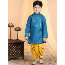 here&now x kinder kids Kinder Kids Boys Embroidered Regular Thread Work Pure Cotton Kurta With Dhoti Pants-picture-38