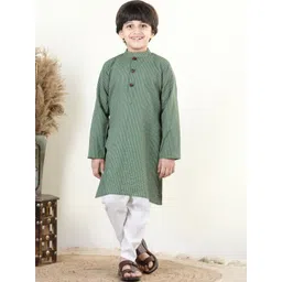 here&now x kinder kids Kinder Kids Boys Striped Regular Pure Cotton Kurta With Pyjamas & Nehru Jacket-picture-10